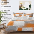 thumbnail image 3 of 3 Piece Orange Grey White Modern Duvet Cover Set California King,Microfiber Comforter/Quilt Cover with Corner Ties and 2 Pillowcases,Abstract Art Oil Painting All Season Bedding with Zipper Closure, 3 of 8
