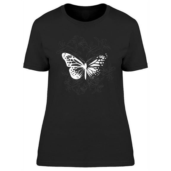 Dark Butterfly And Lilies T-Shirt Women -Image by Shutterstock, Female Large