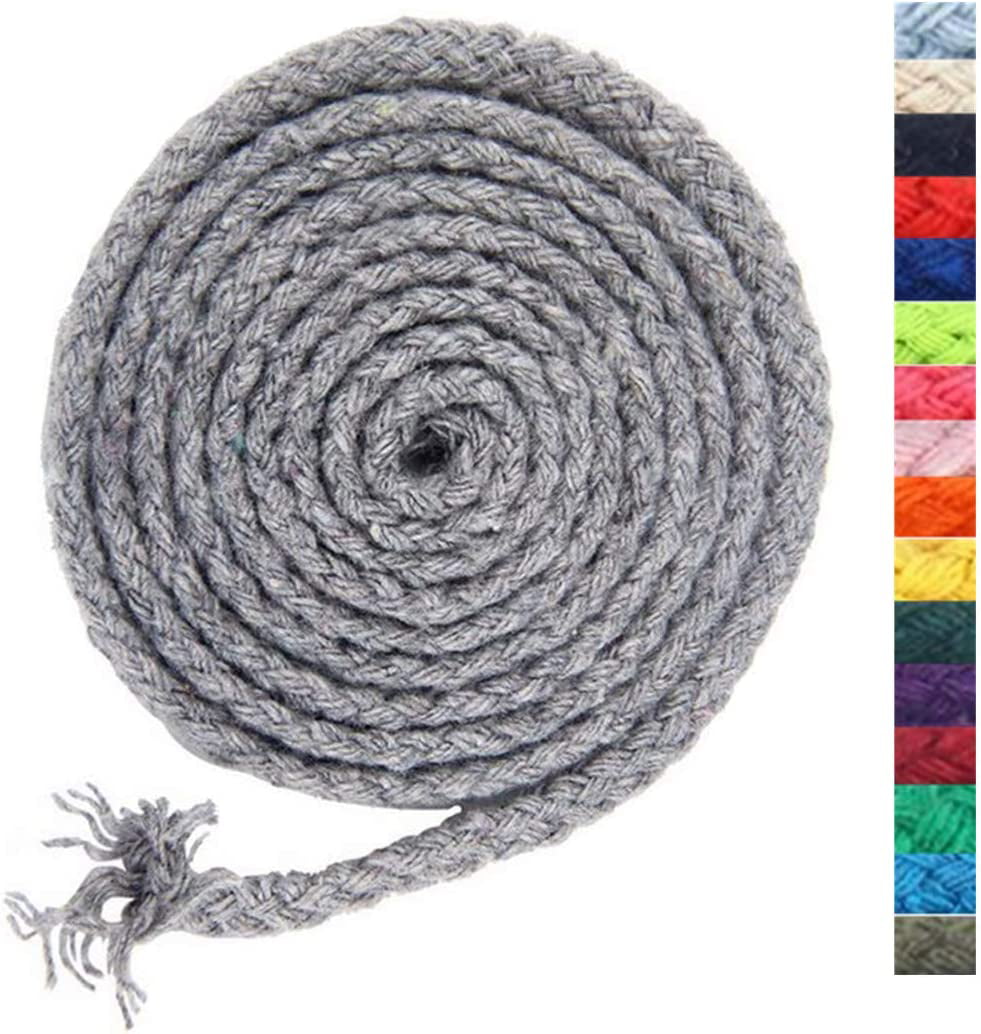 Braided Cotton Drawstring / Toggle Rope (5mm) – Grey
