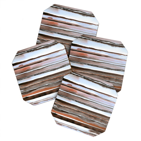 Society6 Nika Winter Stripes Set of 4 Coasters