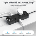 thumbnail image 4 of Surge Protector Power Strip with 14 Outlets 4 USB Ports(1 USB-C), 5ft Cord 1875W/15A, Wall Mountable for Home Office, 4 of 11