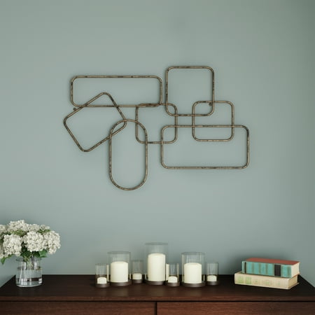Art Reproduction Sculpture - Wall Décor - Geometric Sculpture Modern Hanging Art by Lavish Home (Gold)