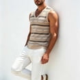 thumbnail image 6 of Ecqkame Mens Tank Tops Knitted Pit Stripe Slim Fit Textured Vest V-Neck Sleeveless Casual Lightweight Breathable Daily Versatile Tops Khaki Free Size, 6 of 7