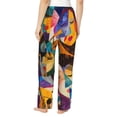 thumbnail image 3 of Uemuo Abstract Musical Faces Pattern Women's Wide Leg Palazzo Lounge Pants with Pockets Light Weight Loose Comfy Casual Pajama Pants-XX-Large, 3 of 9