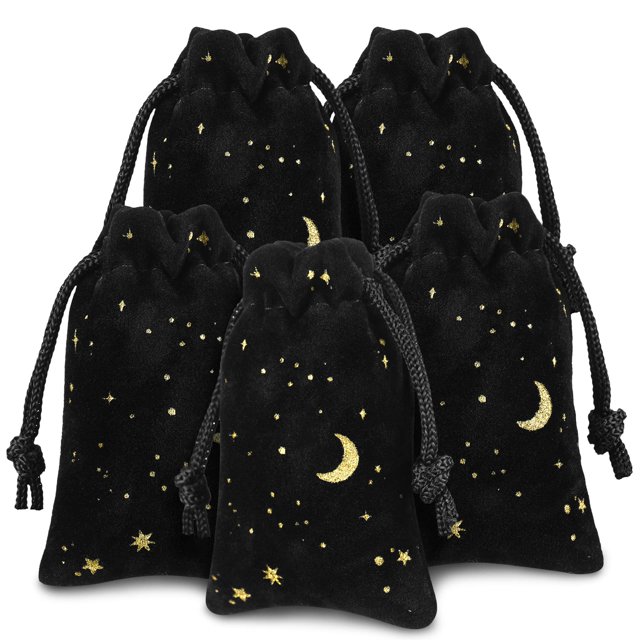 30 bolsas Hillban de terciopelo negro con cordones de 2 x 3 pulgadas para joyas con forma de estrella lunar, bolsas para joyas para embalaje de regalos, bodas, aniversarios, Navidad, Eid Mubarak