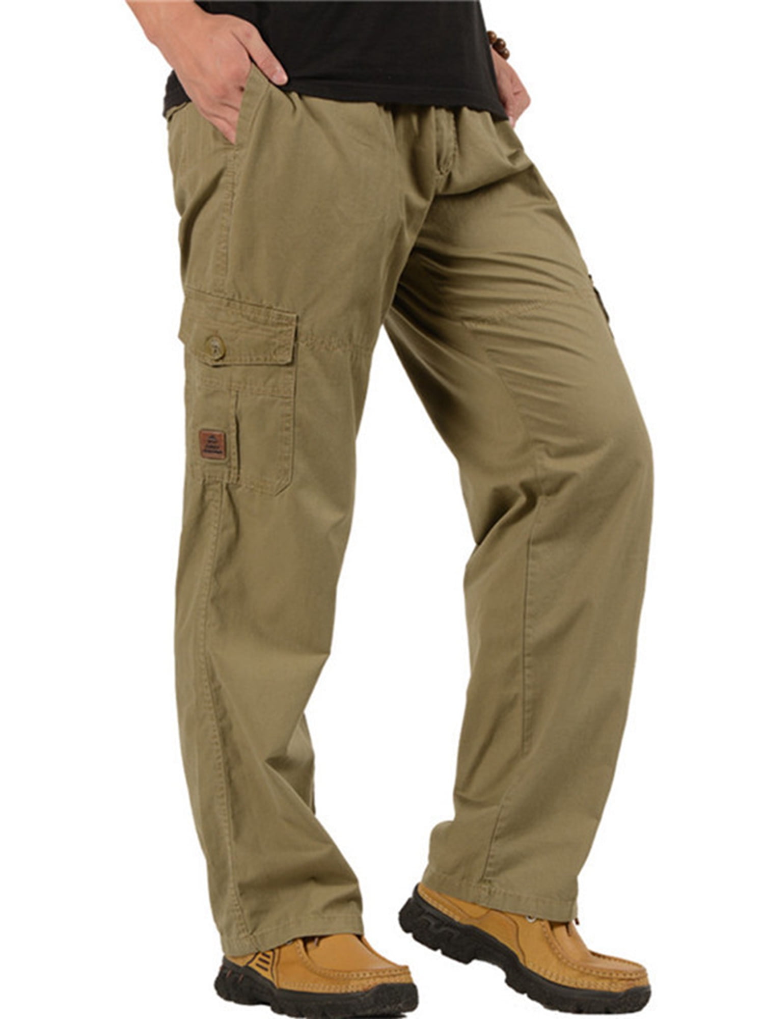 Men's Casual Work Pants with Pockets Elastic Waist Pants Button Zipper  Closure Striped Gradient Pencil Pants Trousers Regular Fit Straight Leg Pant  - Walmart.com