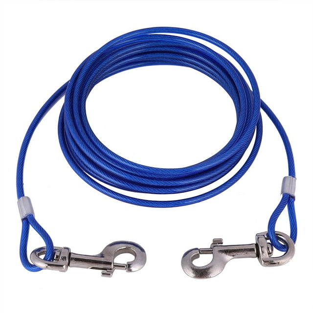 Long Steel Wire Dog Leash Outdoor Camping Picnic Strong Pet Safety Cable Rope 5mm*5m(Blue)