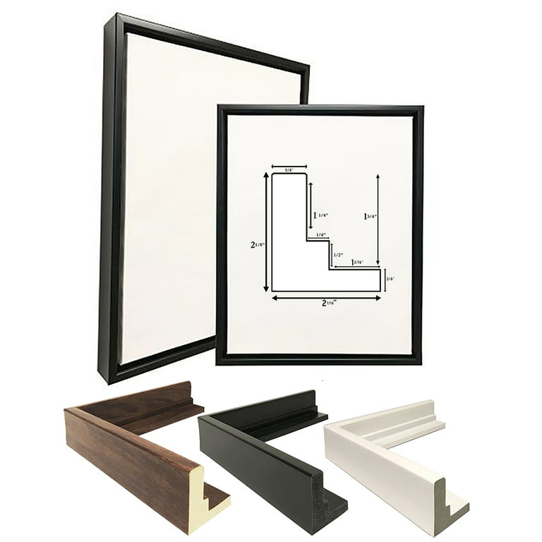 CustomPictureFrames.com 12x16 Canvas Frame Black Solid Wood Floater Frame  Width 2 Inches | Interior Frame Depth 1 3/8 Inches | Samson Contemporary