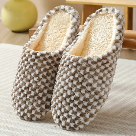 

2022 New Polka Dot Mute Japanese Indoor Slippers Wooden Floor Home Non Slip Couple Men And Women Plus Size Cotton Slippers D 7.5