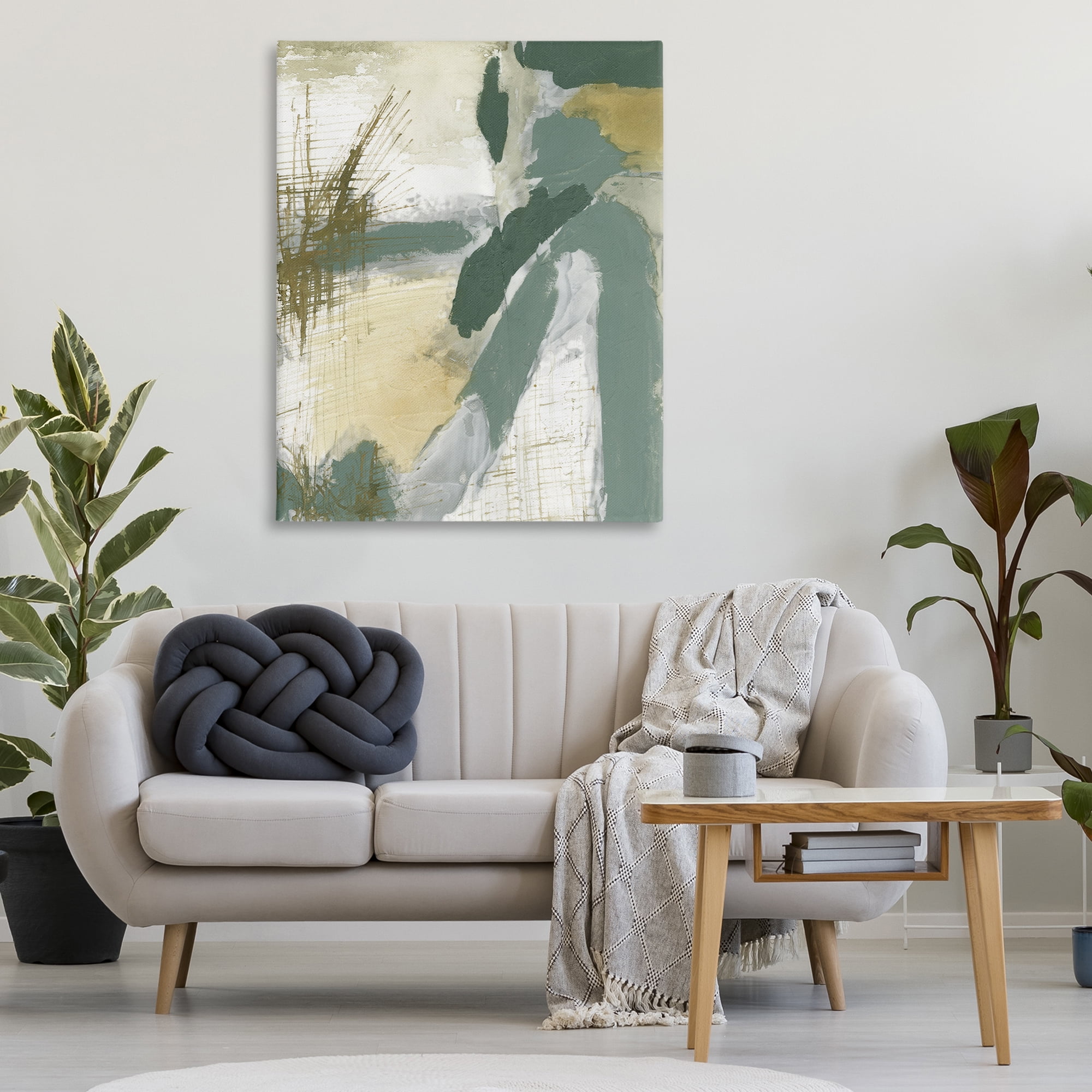 Stupell Industries Dynamic Abstract with Grey Abstract Painting Wrapped Canvas Art Print Wall Art, 36 x 48