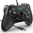 thumbnail image 1 of Controlador con cable para Xbox One, controlador de juegos con cable para Xbox One PC Windows 7/8/10, con conector de audio Turbo de doble vibración (negro), 1 of 5