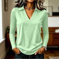 thumbnail image 2 of Garbnen Polo Shirts for Women V Neck Long Sleeve Shirts Women Casual Fitted Outdoor Lightweight Trendy Work Golf Shirt for Women Green M, 2 of 7