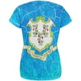 thumbnail image 2 of Connecticut Vintage Distressed State Flag All Over Womens T Shirt Multi LG, 2 of 2