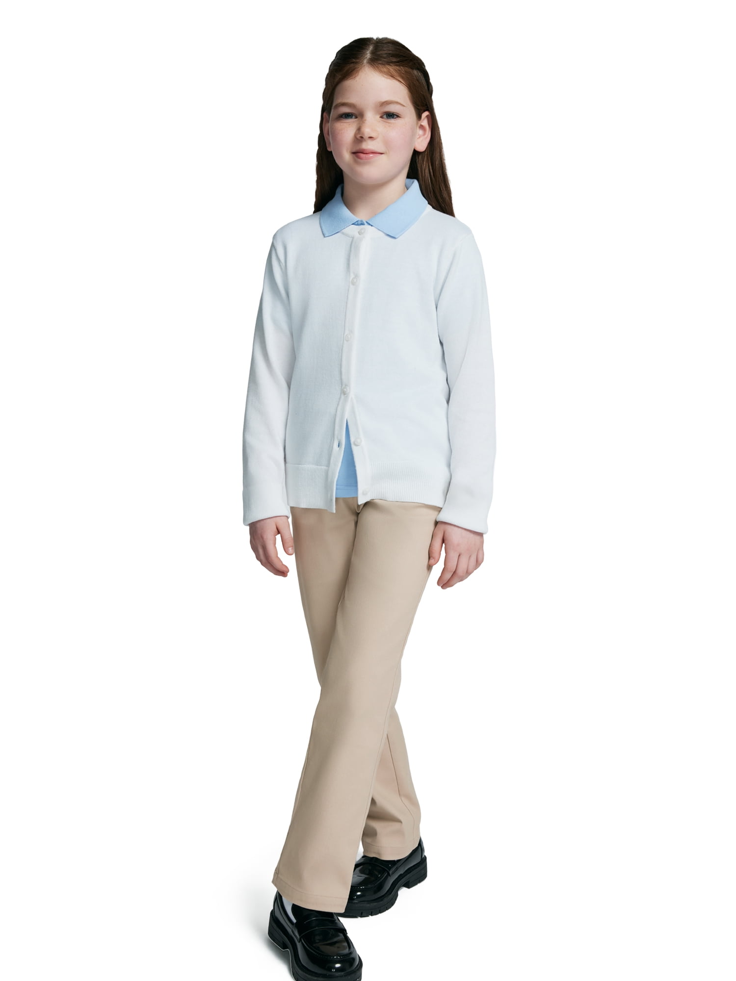 Wonder Nation Girls School Uniform Knit Cardigan Sweater, Sizes 4-18