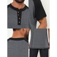 thumbnail image 7 of DARING DIVA Men's Raglan Henley Retro Short Sleeve Button Down T-Shirt M Dark Gray, 7 of 7