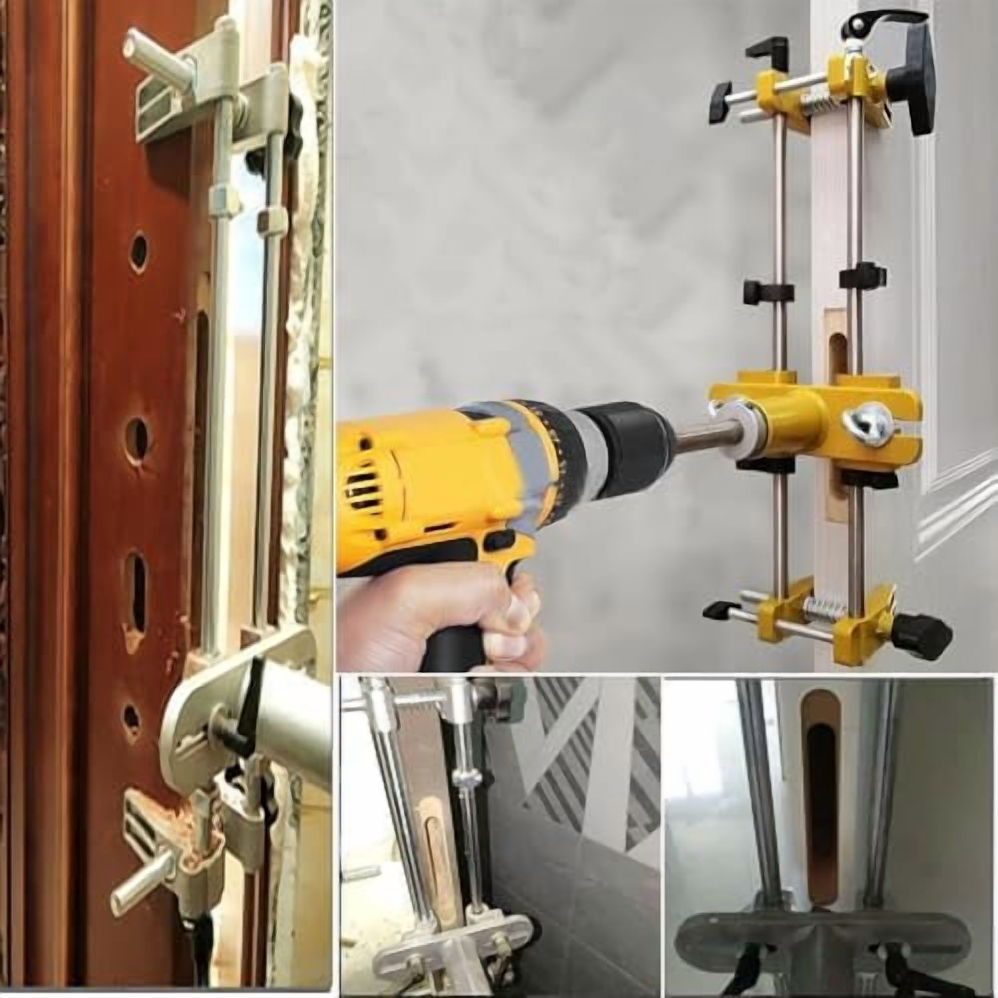 Mortise Lock Jig,Door Lock Hole Opener Kit for Wooden Doors,Door Lock Installation Kit Mortising Machine Mortise Jig with 3 Drill Bits,Suitable for Angle Grinder and Electric Hand Drill