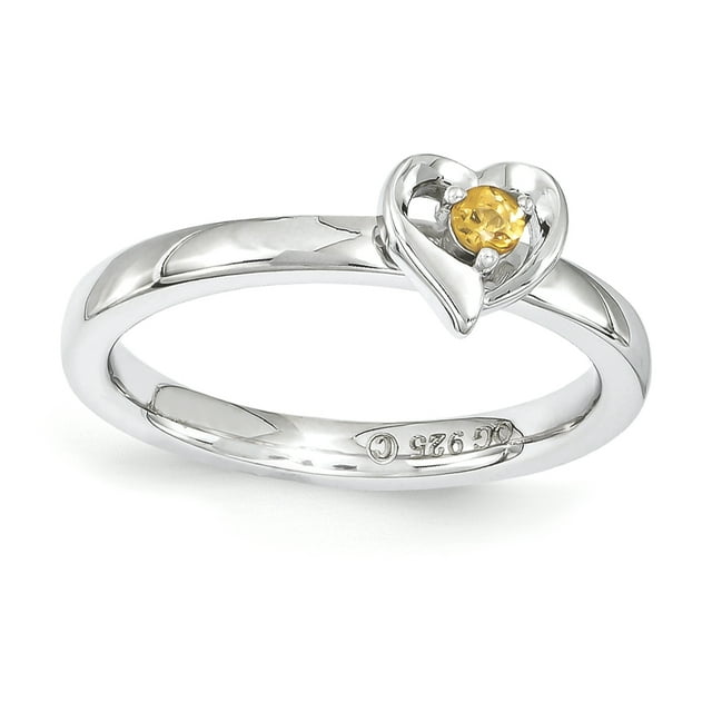 Sterling Silver Stackable Expressions Citrine Heart Ring Size 8