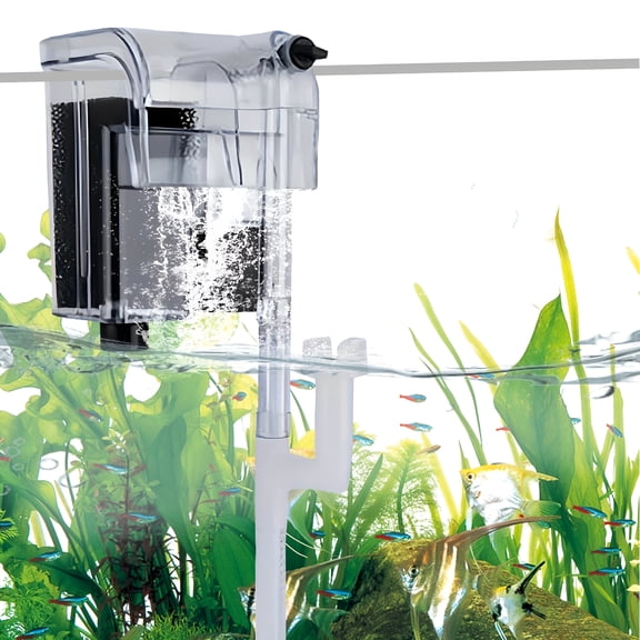 HIBIBUD Fish Tank Small Filter Aquarium Hang on Small Aquarium, Small Submersible Hanging Fish Tank Filter for 1 to 8 Gallons Tank