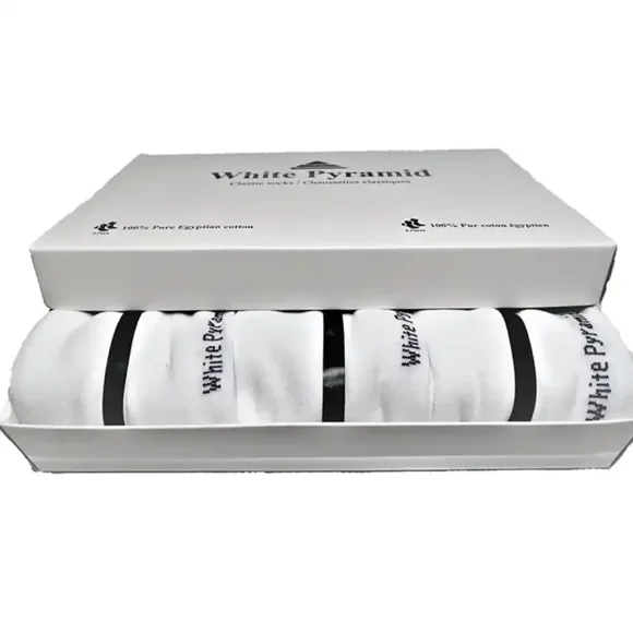 White Pyramid Men's White Classic Socks, 6 Pairs, 95% Egyptian Cotton