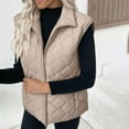 thumbnail image 6 of Fnooota Women's Puffer Vest, Stand-up collar Sleeveless Lightweight Zip up Winter Outerwear with Pockets Beige Size S-2XL, 6 of 7