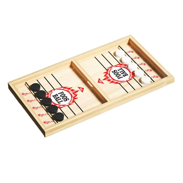 Juego de mesa de Hockey de madera, juego de de batalla de escritorio, juego de disco rápido para niños y adultos, juego de fútbol para fiestas L Rojo con 10 Ajedrez