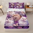 thumbnail image 2 of Manfei Cute Kitten Zipper Twin Comforter Sets with Fitted Sheet and 2 Pillowcases, Romantic Rose Butterfly Zipper Bedding Set, Purple, Polkadot Reversible, 4 Pieces, 2 of 7