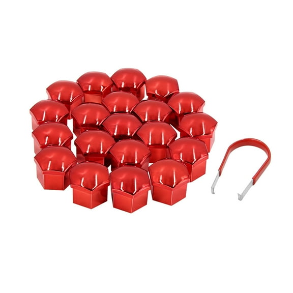 Unique Bargains 20pcs Red 17mm Car Wheel Lug Nut Cap Tyre Hub Screw Bolt Dust Cover Protector
