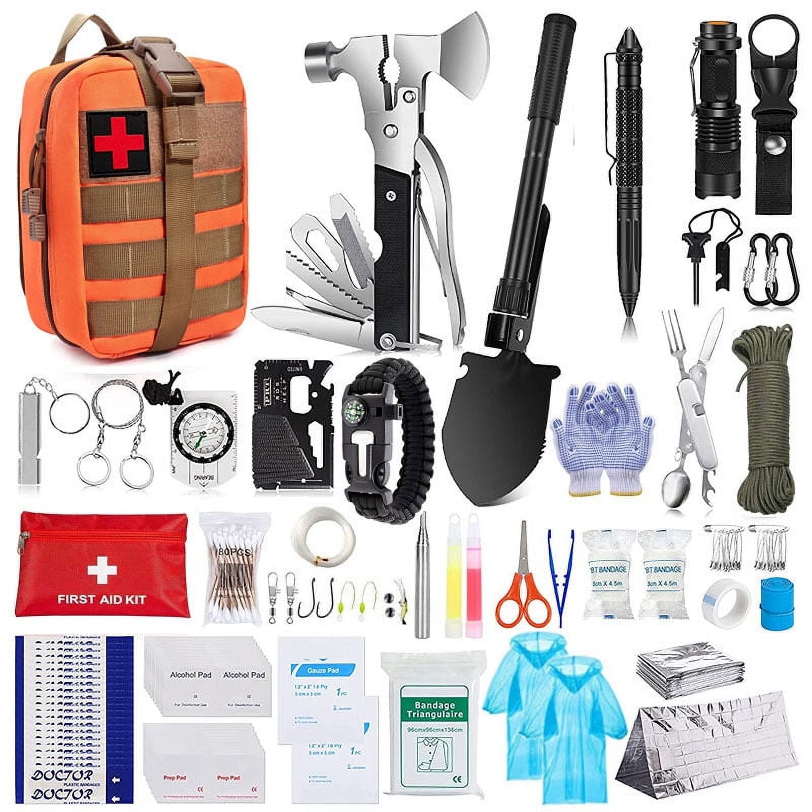 125 Survival First Aid Kit, Outdoor Gear Emergency Kits, Trauma Bag for Camping Boat Hunting Hiking