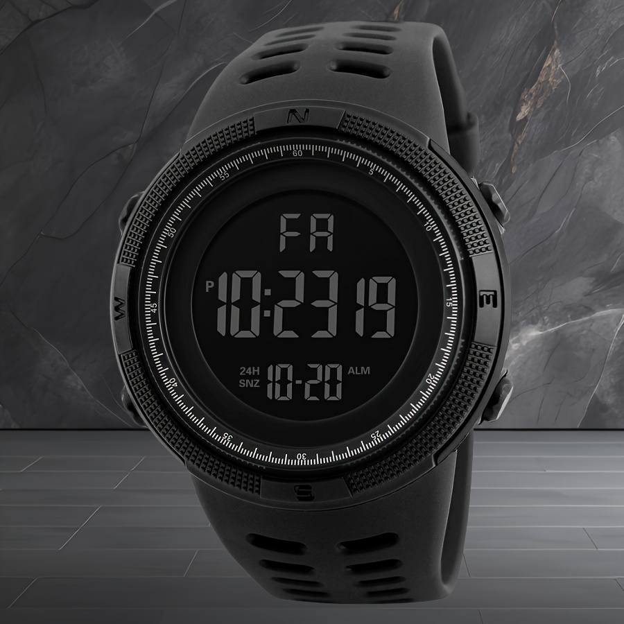 One piece for men's LED large dial outdoor sports multifunctional silicone tape luminous calendar date digital alarm clock stopwatch electronic watch teenager student watch suitable for daily decorat
