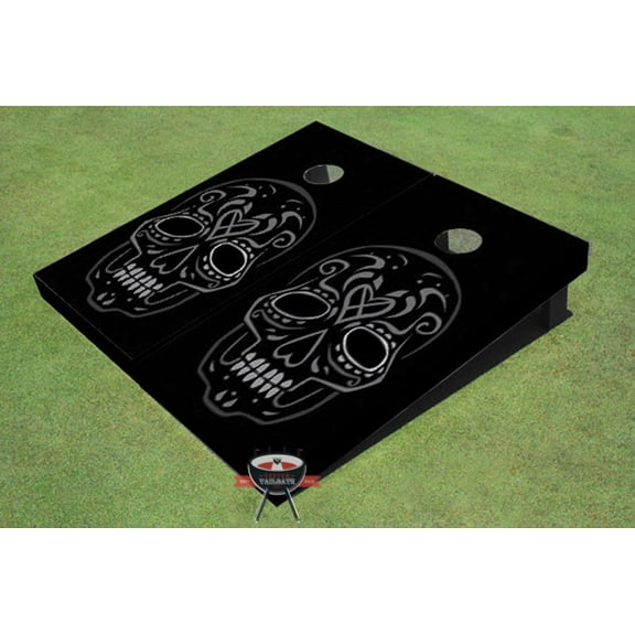 Black Skull Themed Cornhole Boards