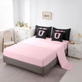 thumbnail image 5 of Erosebridal Floral Bow Letter U Twin Bedding Sets for Girls, Pink Initial Ribbon Bedding Comforter Set, Reversible, 7 Pieces, 5 of 6