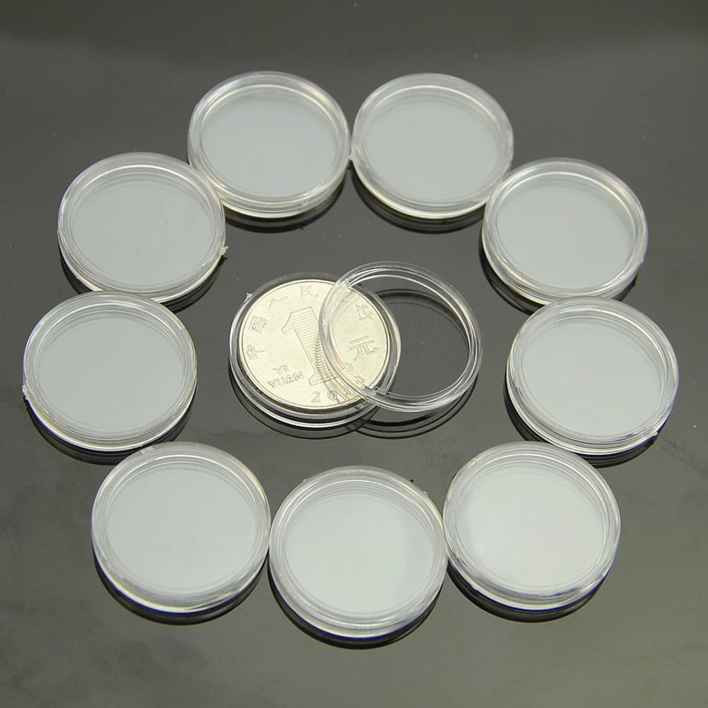 10Pcs 25mm Applied Clear Round Cases Coin Storage Boxes Capsules Holder  ZF 