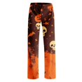 thumbnail image 5 of Orange Womens Halloween Pants Wide Leg Halloween Sleepwear Home Wear XL, 5 of 6