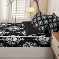 thumbnail image 5 of Homewish Hipple Halloween Skull Zipper Twin Comforter Sets with Fitted Sheet and 2 Pillowcases,Vintage Damask Zipper Bedding Set,Black White,Black Reversible,4pcs, 5 of 8
