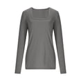 thumbnail image 6 of gbyLJF Womens Long Sleeve Shirts Square Neck Slim Fit Basic Tops Solid Color Ribbed Knit Casual Tee Tunic Top, 6 of 9