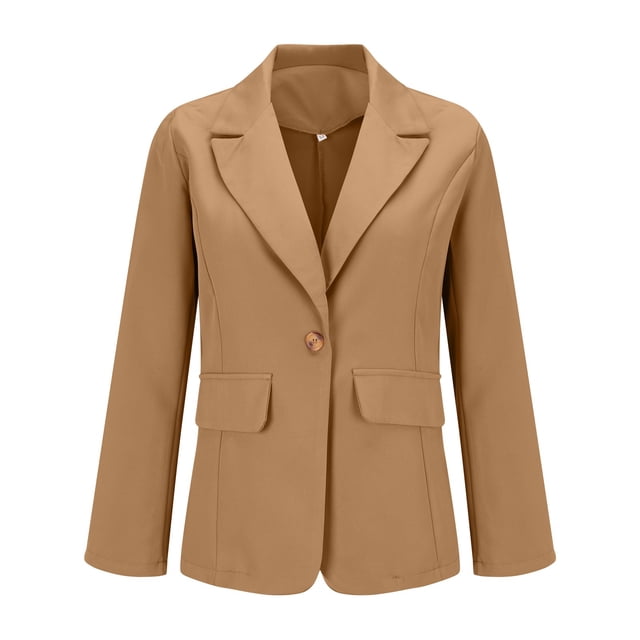 Blazer Femme Décontracté Ouvert devant Manches Longues Col à Revers Bouton Veste de Travail - Hontri