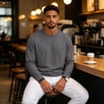 thumbnail image 5 of Hsovts Mens Long Sleeve Tee Shirts Cotton Crew Neck Moisture Wicking Soft Casual Basic T-Shirts Dark Gray L, 5 of 9