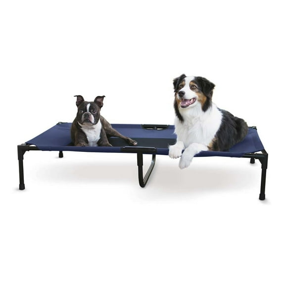K&H Pet Products Outdoor Elevated Dog Cot, Breathable Cooling Elevated Cot Hammock Pet Bed for XL Dogs, Washable Mesh Cover, Raised Metal Frame, Collapsible, Portable - Extra-Large 50 X 32in Blue