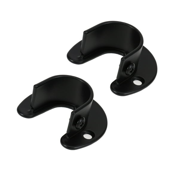 2PCS Heavy Duty Ringent Stainless Steel Coloset Pole Socket with Screws for Closet Curtain (Black)