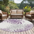 thumbnail image 5 of Purple Grey Chrysanthemum Round Rugs 7ft, Farmhouse Botanical Floral Modern Non Slip Washable Rug Runner, Low Pile Indoor Floor Carpet Mat Bathroom Rugs for Living Room, Bedroom, Kids Room, 5 of 9