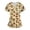 Yellow, variant on Minjewel Women's Plus Size Printed V-Neck Scrubs for Women Set with Pockets, Cheerful Animal & Floral Design Scrub Set for Medical Staff,Beige S