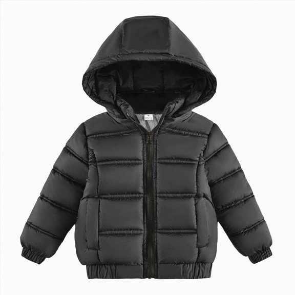 Ymyiu Jacket Toddler Boy Boys Winter Jacket Midweight Coat Weather Resistant Hooded Insulated Warmth Cozy Hood and Zip Pockets for Everyday and Cold Weather 3T 4T(Black, 3-4 Years)