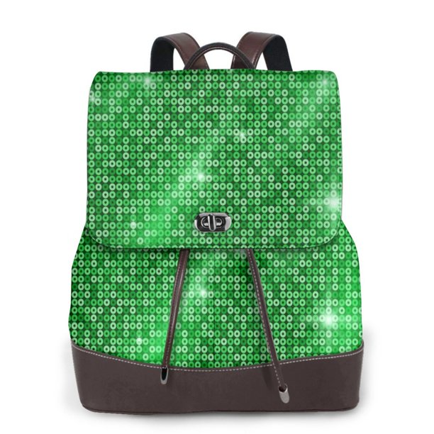 Fotbe Shiny round green sequins Mochila Bolso con Estampado para Mujer, Mochila Antirrobo de Nylon Impermeable, Bolsa Ligera de Hombro