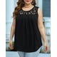 thumbnail image 5 of Camisetas de Tirantes de Verano para Mujer, Corte Holgado, Túnicas Plisadas, Escote Redondo, Sin Mangas, Encaje, Dobladillo Curvo, Fluidas. Negro XL, 5 of 6