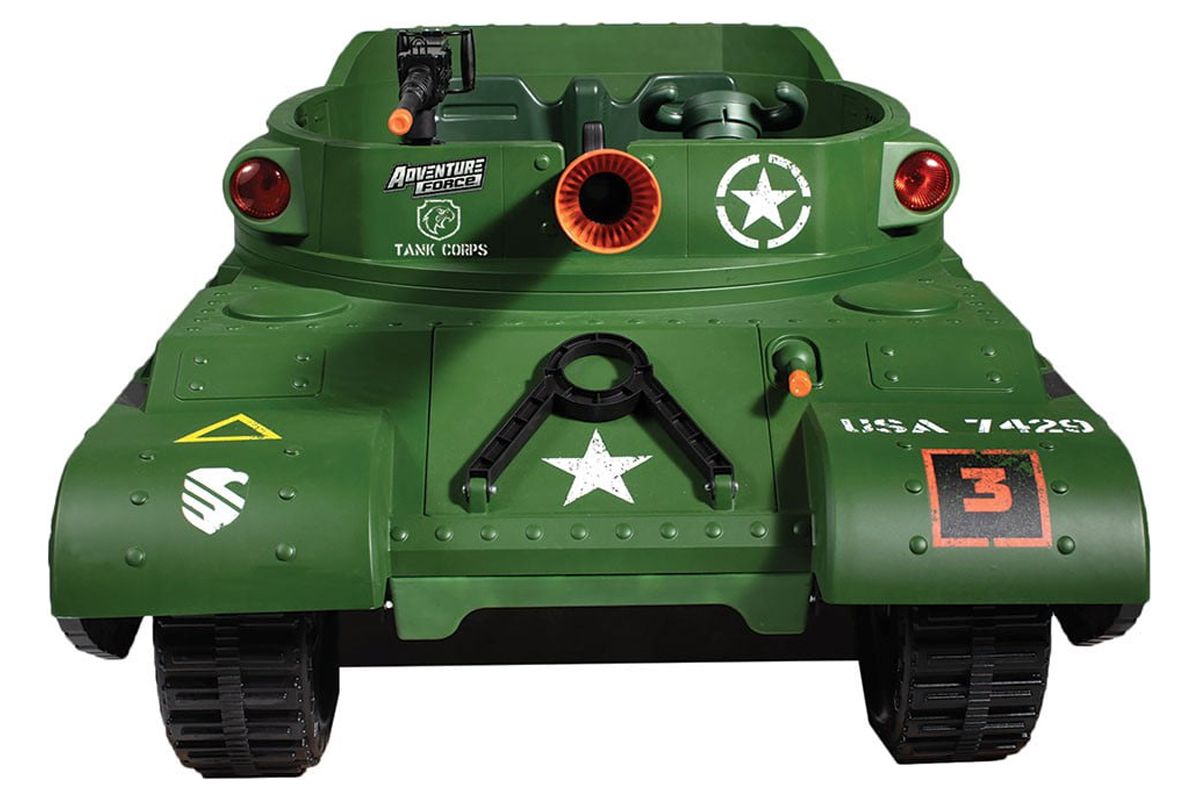 NEW WALMART EXCLUSIVE Adventure Force 24 Volt Thunder Tank GREEN Ride-On With Working Cannon and Rotating Turret! For Boys & Girls Ages 3 and up - image 3 of 26