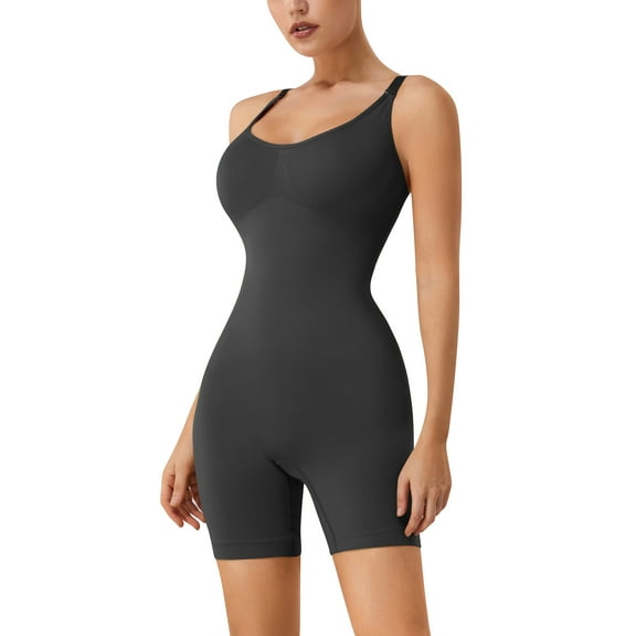 SHCKE One Piece Shapewear for Women Seamless Full Body Shapewear Bodysuits Tummy Control Body Shaper Mid Thigh Slimmer Butt Lifter One Piece Short Jumpsuit