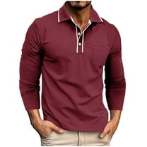 Xzbqbs Men's Cotton Polo Shirts Casual Long Sleeve Button Shirts Lightweight Pullover Classic Golf Shirts Dress Shirts for Men