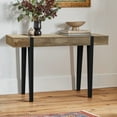 thumbnail image 4 of LuxenHome Oak Finish MDF Wood Black Metal Console Entry Table, 4 of 8