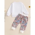 thumbnail image 4 of Suealasg Sister Matching Outfits Sets Toddler Kids Baby Girls Fall Clothes 6M 1T 2T 3T Letter Print Long Sleeve Tops and Floral Long Pants 2Pcs Autumn Set, 4 of 7