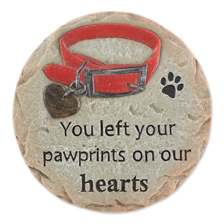 Zingz & Thingz Pawprints on our Hearts Gray Cement Pet Memorial 9.75